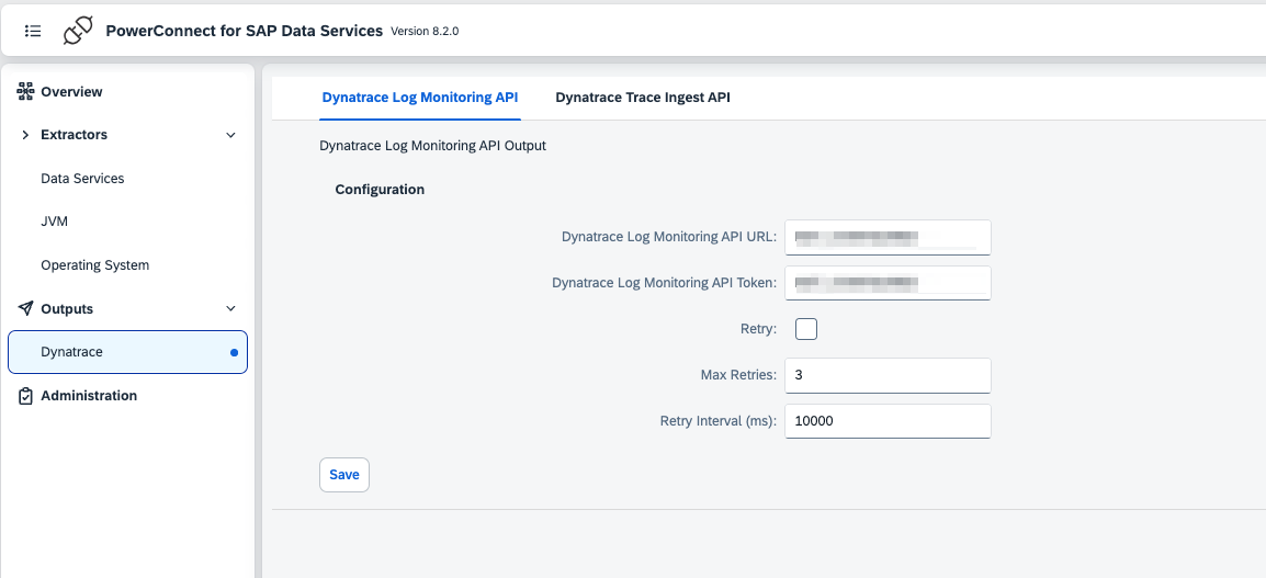 Configuring a Dynatrace Connection in PowerConnect for SAP Business Objects